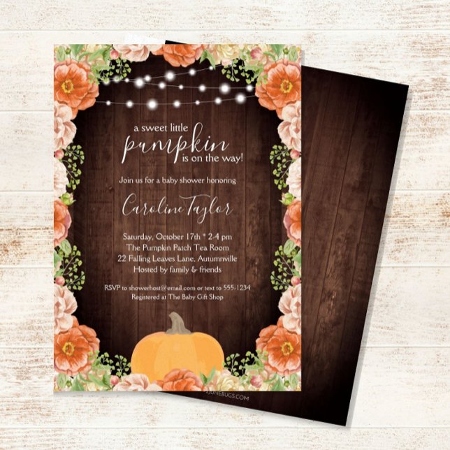 Rustic Fall Florals Wood Baby Dusche Einladung (Von Creator hochgeladen)