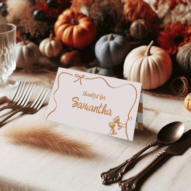 Rustic Fall Friendsgiving Dinner Table Place Cards Platzkarte (Von Creator hochgeladen)
