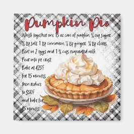 Rustic Fall Gingham Pumpkin Pie Baking Magnet