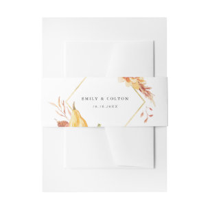 Rustic Fall Gold Floral Pumpkin Hochzeit Einladungsbanderole