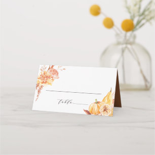 Rustic Fall Gold Floral Pumpkin Hochzeit Platzkarte