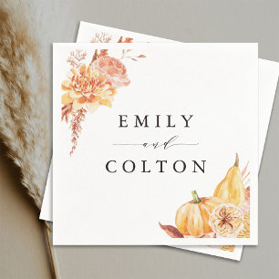Rustic Fall Gold Floral Pumpkin Hochzeit Serviette
