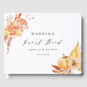 Rustic Fall Gold Floral Pumpkin Wedding Gästebuch