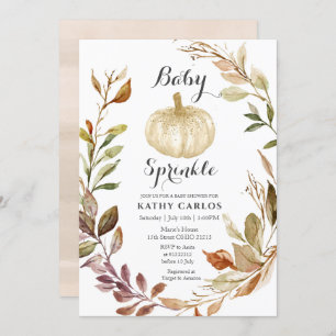 Rustic Fall Greenery White Pumpkin Baby Sprinkle  Einladung