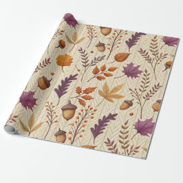 Rustic Fall Leaves and Acorns Gift Wrap for Autumn Geschenkpapier