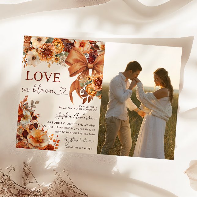 Rustic Fall Love In Bloom  Bridal Shower Photo  Einladung (Von Creator hochgeladen)