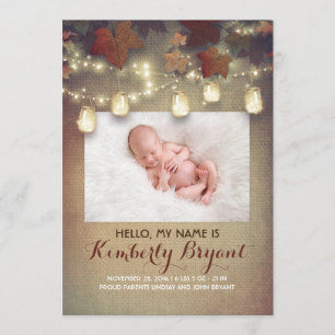 Rustic Fall Mason Jar Lights Baby Foto Birth Ankündigung