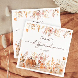 Rustic Fall Meadow Little Pumpkin Paper Napkin Serviette
