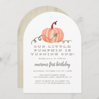 Rustic Fall Pumpkin 1. Geburtstag Einladung