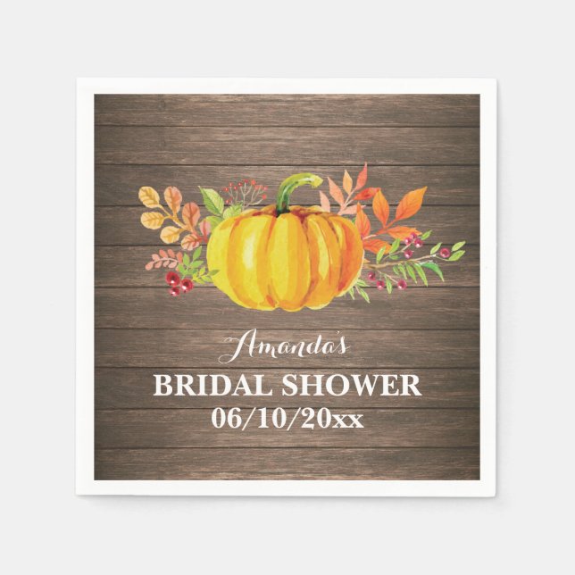 Rustic Fall Pumpkin Brautparty Napkin Serviette (Vorderseite)