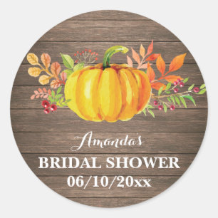 Rustic Fall Pumpkin Brautparty Vielen Dank Runder Aufkleber