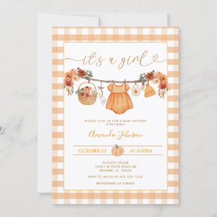 Rustic Fall Pumpkin Clothesline Babydusche Einladung