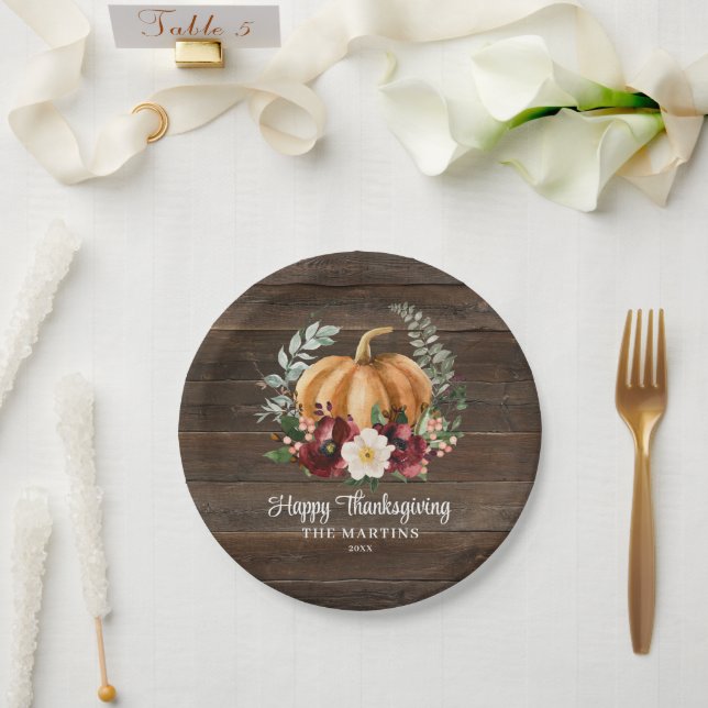 Rustic Fall Pumpkin Erntedank Paper Teller (Hochzeit)