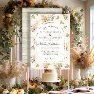 Rustic Fall Pumpkin Floral Wildblumen Hochzeit Einladung