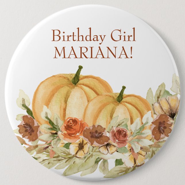 Rustic Fall Pumpkin Geburtstagsparty Button (Vorderseite)