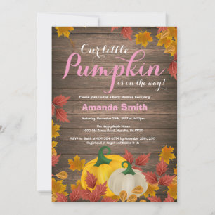 Rustic Fall Pumpkin Girl Baby Dusche Einladung