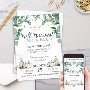 Rustic Fall Pumpkin Grüne Abendessen Party Einladung