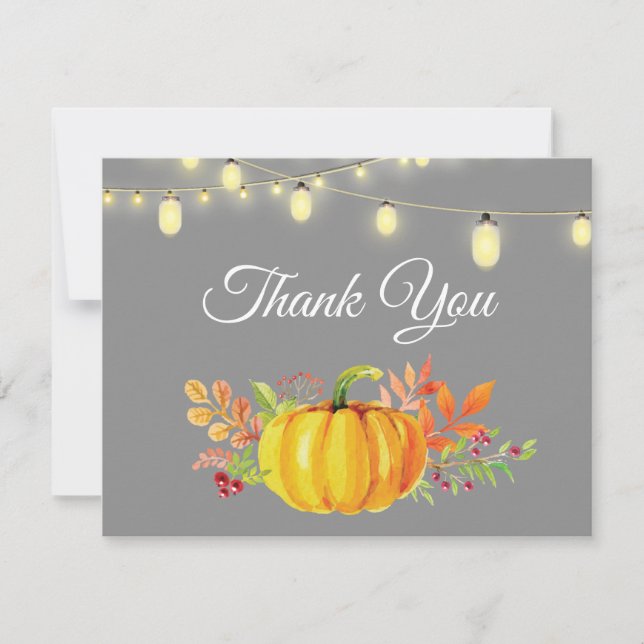 Rustic Fall Pumpkin Herbst Danke Karte (Vorderseite)