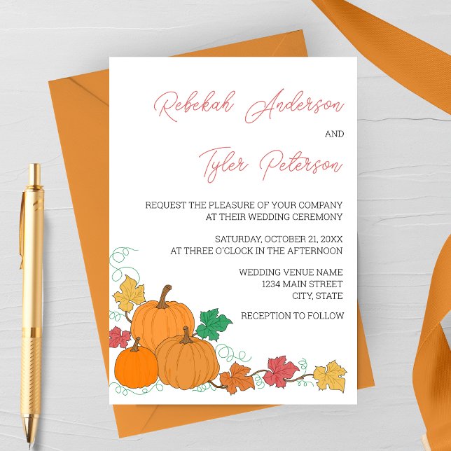 Rustic Fall Pumpkin Hochzeit Einladung (Von Creator hochgeladen)