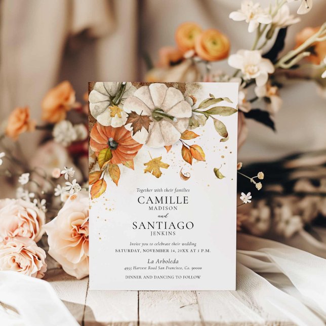 Rustic Fall Pumpkin Hochzeit Einladung (Fall Foliage Wedding Invitation)