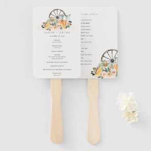 Rustic Fall Pumpkin Leafy Floral Wedding Programm Fächer