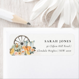 Rustic Fall Pumpkin Leafy Floral Wheel Adresse