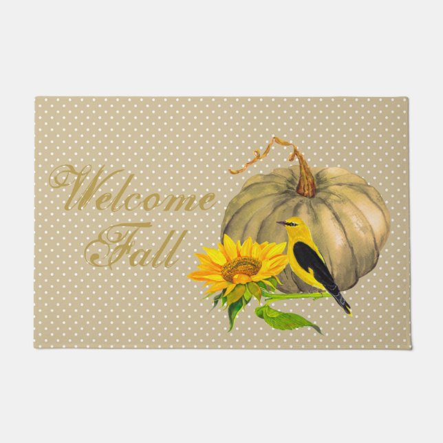 Rustic Fall Pumpkin Sonnenblume und Finish Fußmatte (Vorderseite)
