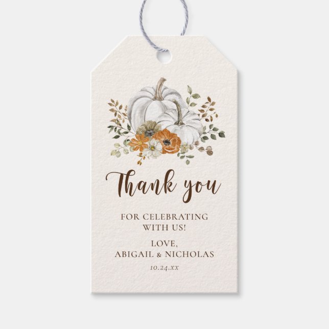 Rustic Fall Pumpkin Wedding Vielen Dank Geschenkanhänger (Vorderseite)