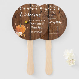 Rustic Fall Pumpkin Wood Wedding Program Fan Fächer