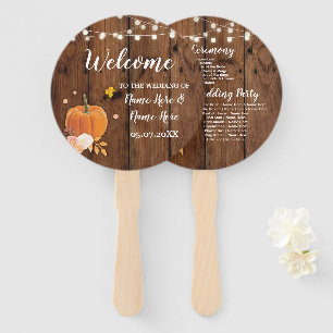 Rustic Fall Pumpkin Wood Wedding Program Fan Fächer