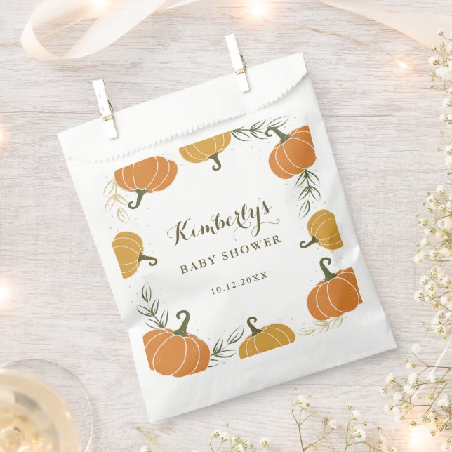 Rustic Fall Pumpkins Blätter Babydusche Geschenktütchen (Ausgeschnitten)