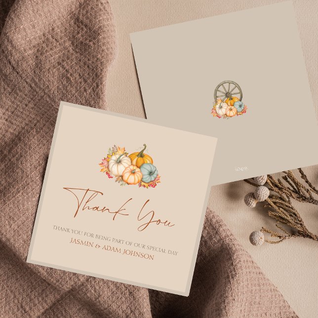 Rustic Fall Pumpkins Hochzeit Danke Karte (Rustic Autumn Fall Pumpkins Wedding Thank You Card)