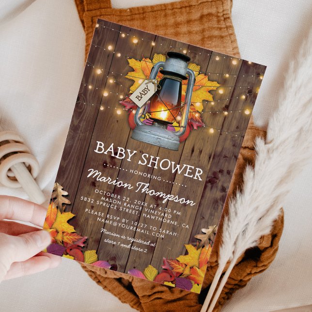 Rustic Fall String Twinkle Lights Babydusche Einladung (Von Creator hochgeladen)