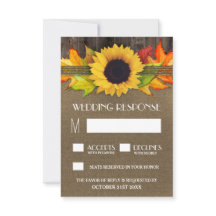 Rustic Fall Sunflower + Burlap Wedding RSVP Karten