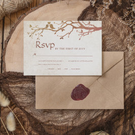 Rustic Fall Tree Love Birds Vintage Hochzeit UAWG RSVP Karte