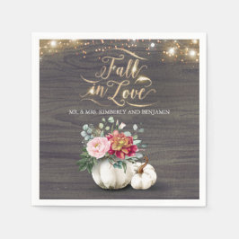Rustic Fall White Floral Pumpkin Hochzeit Napkins Serviette