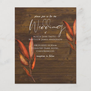 Rustic Fall WOODLAND Verlasse Hochzeitseinladungen