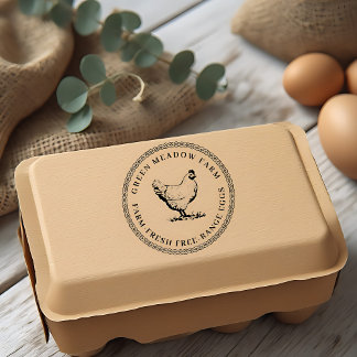 Rustic Family Farm Chicken Egg Carton Rubber Stamp Gummistempel
