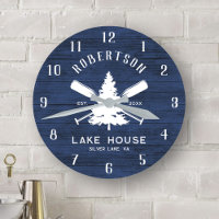 Rustic Family Lake House Fir Tree Navy Blue Wood