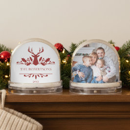 Rustic Family Monogram Christmas Photo Schneekugeln