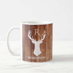 Rustic Family Monogram Style Hirsch Antler Kaffeetasse