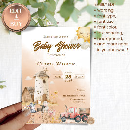 Rustic Farm Animal Baby Shower Invitation Einladung