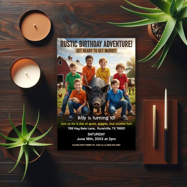 Rustic Farm Birthday Party Invitation Einladung (Von Creator hochgeladen)