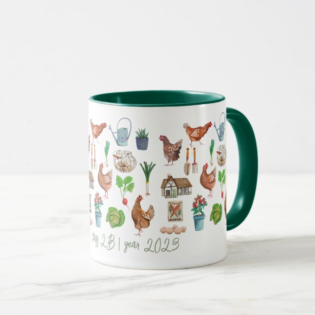 Rustic Farm Market Rooster Pattern Tasse (VorderseiteRechts)
