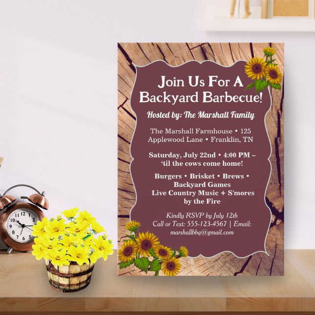 Rustic Farmhouse BBQ Cookout Invitation – 5x7"  Einladung (Von Creator hochgeladen)