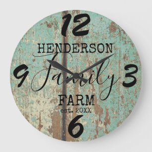 Rustic Farmhouse Country Wooden Distressed Family Große Wanduhr