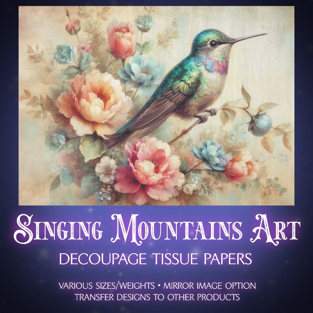 Rustic Farmhouse Floral Hummingbird Decoupage Seidenpapier (Von Creator hochgeladen)