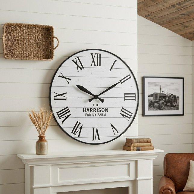 Rustic Farmhouse Roman Numeral Wall Clock Große Wanduhr (Von Creator hochgeladen)