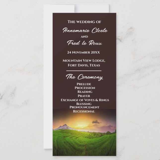 Rustic Farmland Sunrise/Sunset Ceremony Program (Vorderseite)