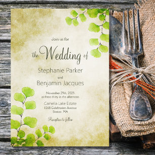 Rustic Fern Leaf Wedding Einladung